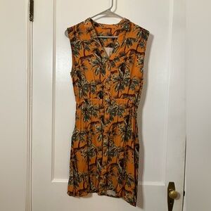 Jockey Orange Palm Print Mini Dress